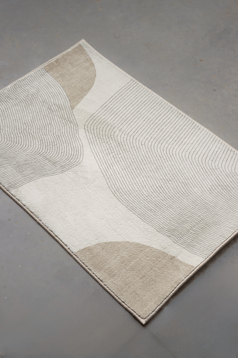 Neutral Waves Floor Mat | Polyfibre Cashmere - The Carpetier™