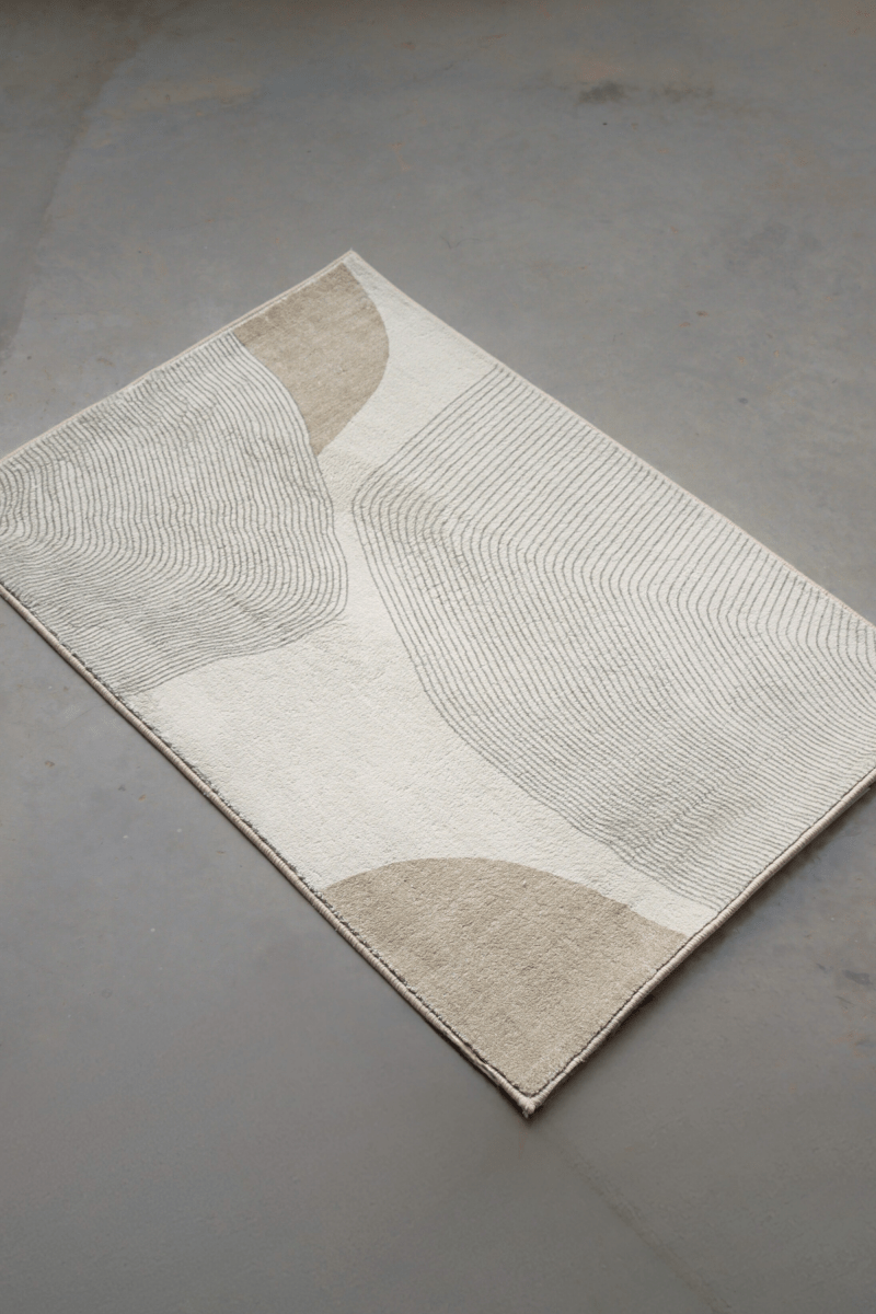 Neutral Waves Floor Mat | Polyfibre Cashmere - The Carpetier™