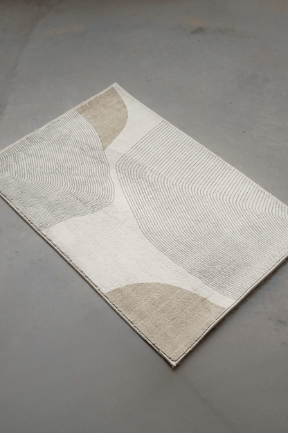 Neutral Waves Floor Mat | Polyfibre Cashmere - The Carpetier™