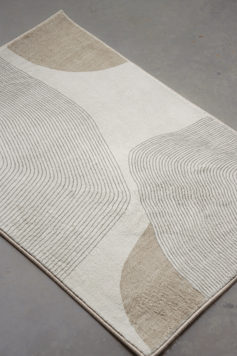 Neutral Waves Floor Mat | Polyfibre Cashmere - The Carpetier™