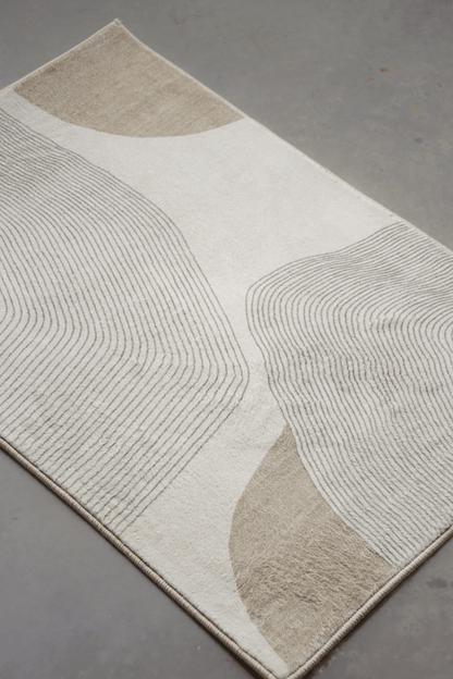 Neutral Waves Floor Mat | Polyfibre Cashmere - The Carpetier™