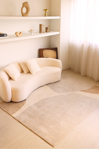 Neutral Waves Carpet | Scandinavian | Polyfibre Cashmere Series
