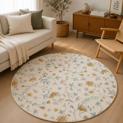 Pastel Garden Round Carpet | Polyfibre Cashmere - The Carpetier™