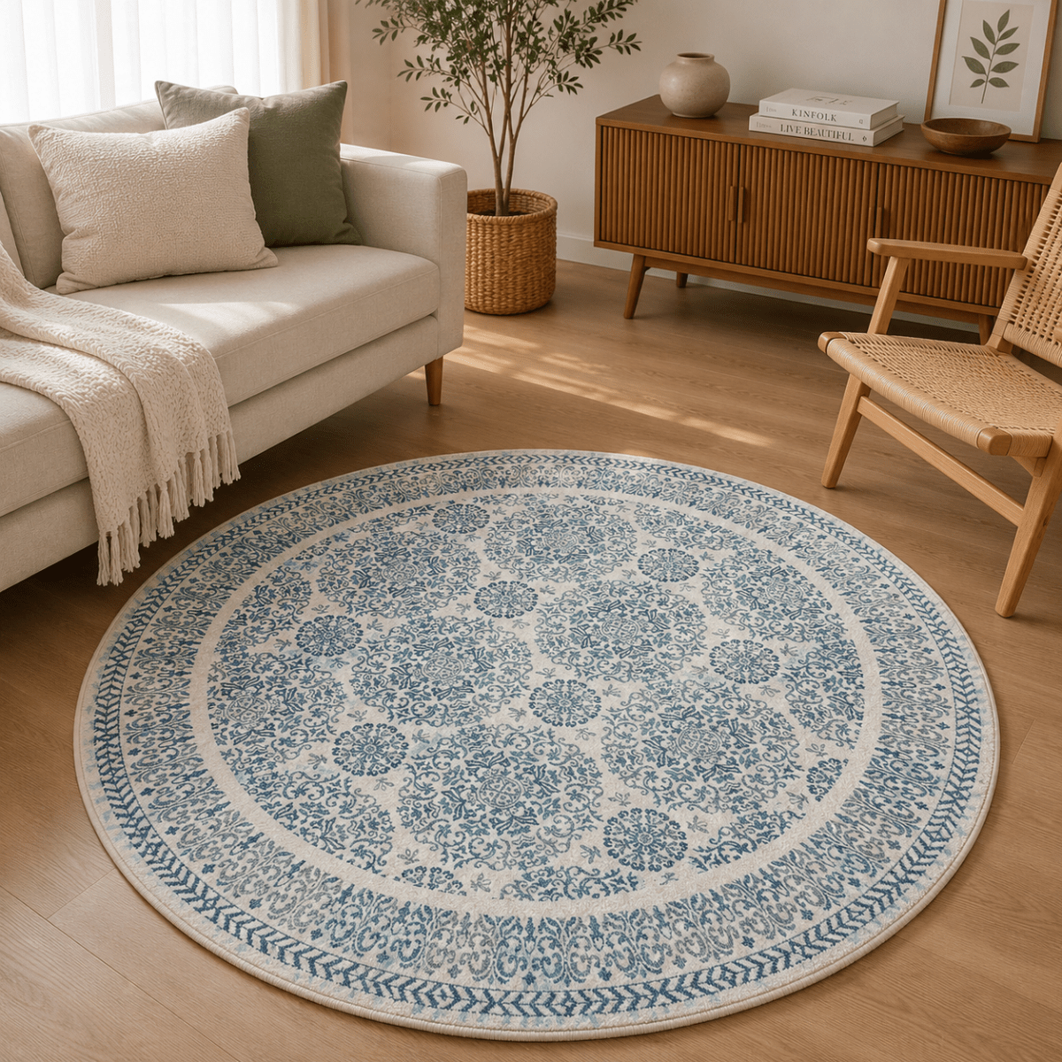 Porcelain Palace Round Carpet | Polyfibre Cashmere - The Carpetier™