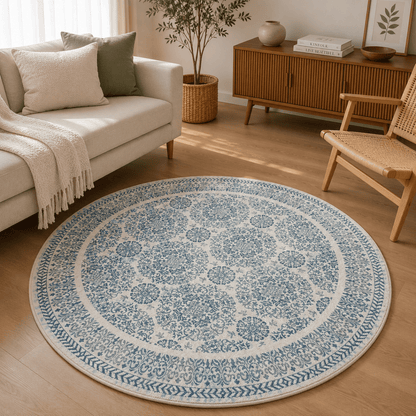 Porcelain Palace Round Carpet | Polyfibre Cashmere - The Carpetier™