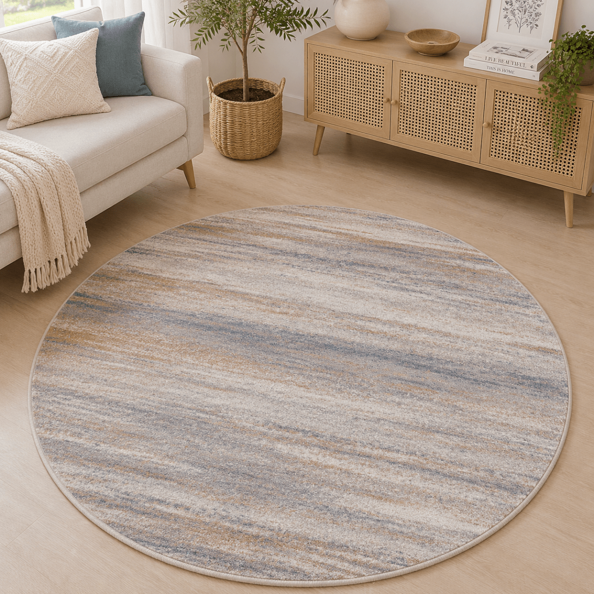 Rustic Breeze Round Carpet | Polyfibre Cashmere - The Carpetier™
