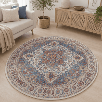 Rustic Jewel Round Carpet | Polyfibre Cashmere - The Carpetier™