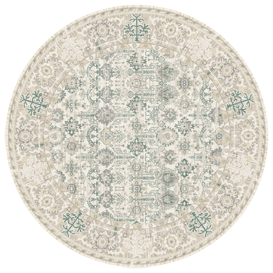 Sage Shiraz Round Carpet | Polyfibre Cashmere - The Carpetier™
