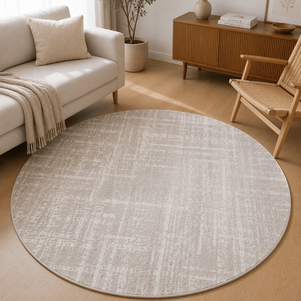 Sandstone Drift Round Carpet | Polyfibre Cashmere - The Carpetier™