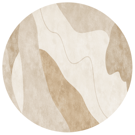Sandstone Waves Round Carpet | Polyfibre Cashmere - The Carpetier™