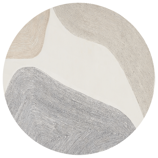 Sandy Grey Shores Round Carpet | Polyfibre Cashmere - The Carpetier™