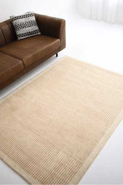 Sandy Stripes Carpet | Scandinavian | Polyfibre Cashmere Series - The Carpetier™