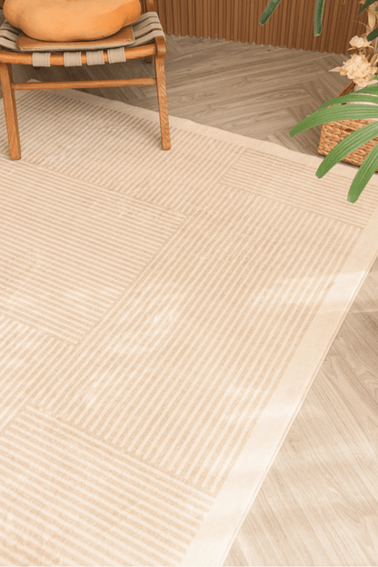 Sandy Stripes Carpet | Scandinavian | Polyfibre Cashmere Series - The Carpetier™