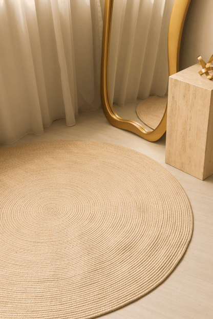 Warm Sand Round Carpet | 100% Nylon | Dual - Sided - The Carpetier™