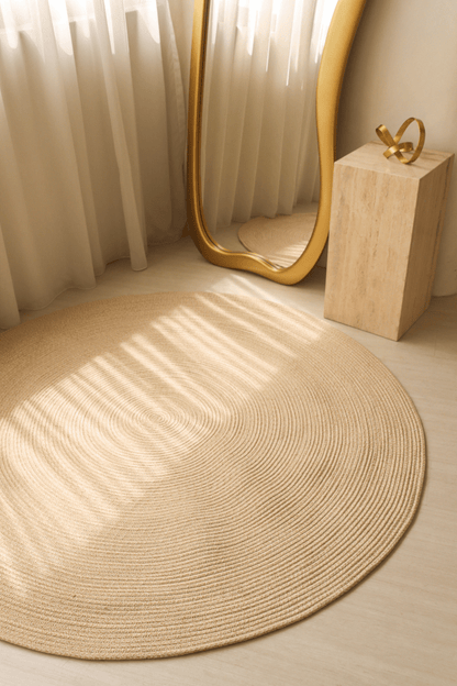 Warm Sand Round Carpet | 100% Nylon | Dual - Sided - The Carpetier™