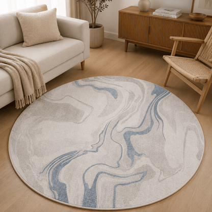 Water Flow Round Carpet | Polyfibre Cashmere - The Carpetier™