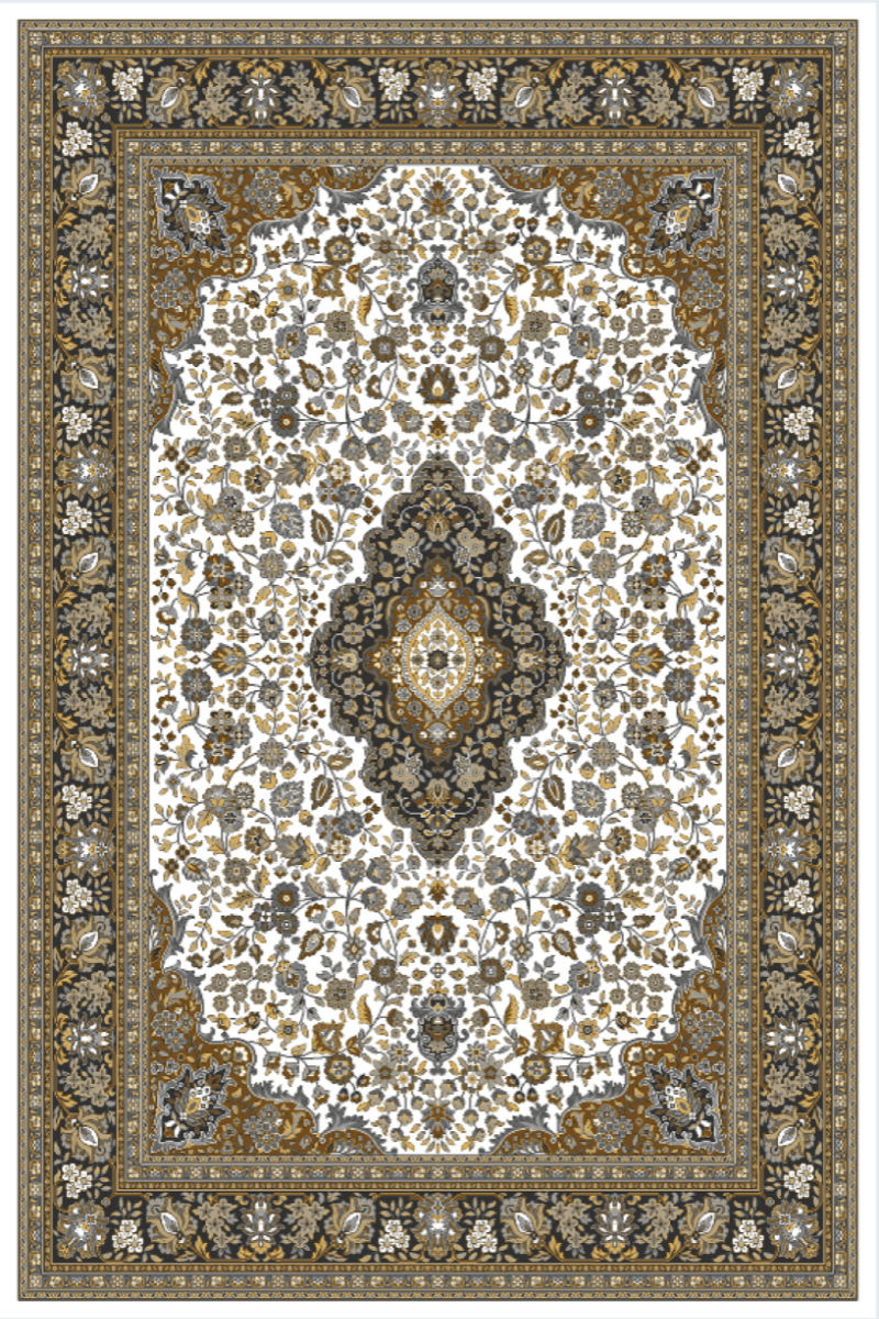 White Gold Medallion Carpet | Polyfibre Cashmere - The Carpetier™