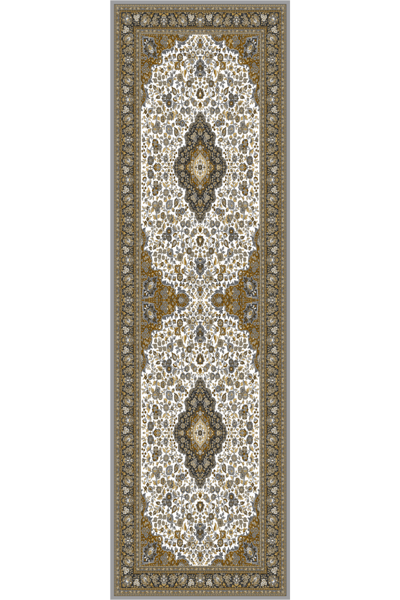 White Gold Medallion Runner | Polyfibre Cashmere - The Carpetier™