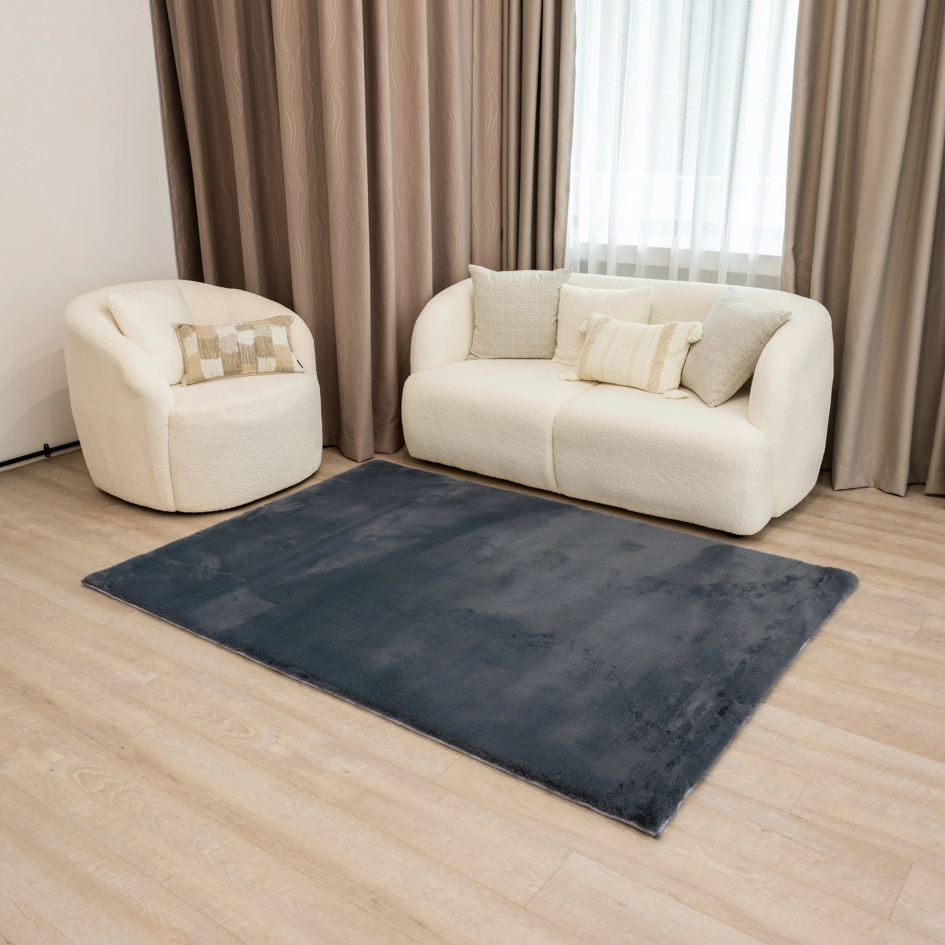 Navy Grey Cloud Fur Carpet - The Carpetier™